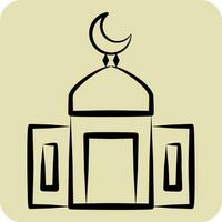 Icon Mosque. related to Ramadan symbol. hand drawn style. simple design editable. simple illustration vector