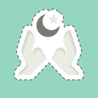 pegatina línea cortar manos. relacionado a Ramadán símbolo. sencillo diseño editable. sencillo ilustración vector