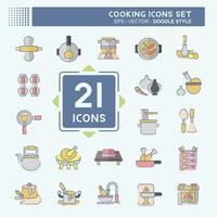 Icon Set Cooking. related to Food symbol. doodle style. simple design editable. simple illustration vector