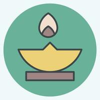 Icon Oil Lamp. related to Ramadan symbol. color mate style. simple design editable. simple illustration vector