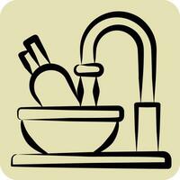 Icon Cleaning. related to Cooking symbol. hand drawn style. simple design editable. simple illustration vector