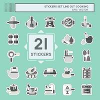 Sticker line cut Set Cooking. related to Food symbol. simple design editable. simple illustration vector