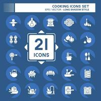 Icon Set Cooking. related to Food symbol. long shadow style. simple design editable. simple illustration vector