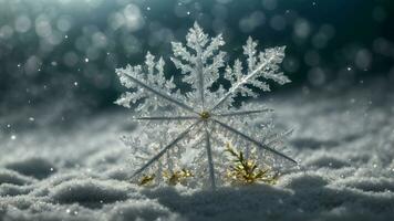 AI generated Explore the microscopic world of snowflakes, delving into the science behind their formation and the beauty of their individual designs. photo