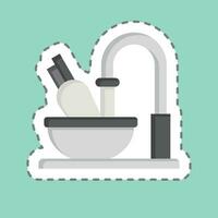 Sticker line cut Cleaning. related to Cooking symbol. simple design editable. simple illustration vector