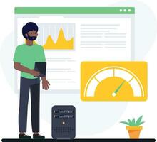 Man with business analysis vector