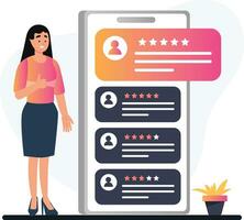 Customer Reviewing on app vector