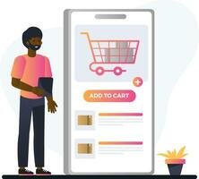 Man online purchasing vector