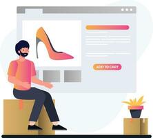 Man online purchasing vector