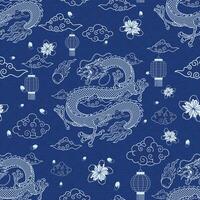Oriental Dragon Seamless Pattern for Textile and Decoration vector