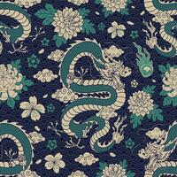 Oriental Traditional Dragon Seamless Pattern vector