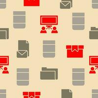 Vector pattern background office icons flat color.seamless motif icon office