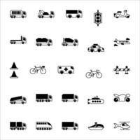 transporte icono colocar. lleno negro icono estilo recopilación. conteniendo camión, bicicleta, coche y helicóptero iconos vector