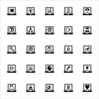 aplicación ordenador portátil icono colocar. lleno negro icono estilo recopilación. conteniendo iconos vector