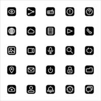 interface mobile button icon set. filled black icon style collection. Containing icons. vector