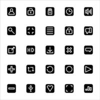 media player icon set. filled black icon style collection. Containing icons vector