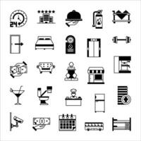 hotel icon set. filled black icon style collection. Containing icons. vector