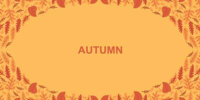 Autumn frame background with leaves on color. Vector illustration Postcard Creeting card