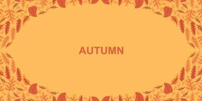 Autumn frame background with leaves on color. Vector illustration Postcard Creeting card