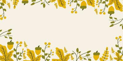 Autumn frame background with leaves on color. Vector illustration Postcard Creeting card