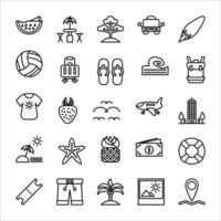 verano icono colocar. línea icono recopilación. conteniendo verano iconos vector