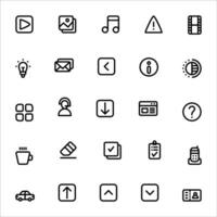 usuario interfaz icono colocar. línea icono recopilación. conteniendo calendario, megáfono, nube, alarma y micrófono iconos vector