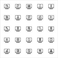 Monitor icon set line style. Icons set collection vector