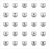 Monitor icon set line style. Icons set collection vector