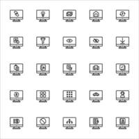 Monitor icon set line style. Icons set collection vector