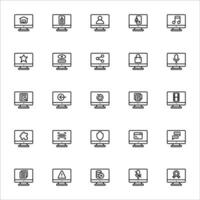 Monitor icon set line style. Icons set collection vector