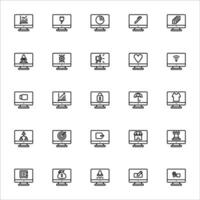 Monitor icon set line style. Icons set collection vector