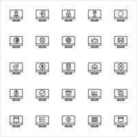 Monitor icon set line style. Icons set collection vector