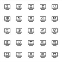 Monitor icon set line style. Icons set collection vector