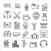 Office icon set. line icon collection. Containing coffee, clock and briefcase icons vector