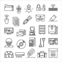 Office icon set. line icon collection. Containing coffee, clock and briefcase icons vector