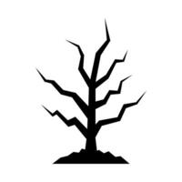 Flat illustration of dead tree silhouette on isolated background vector