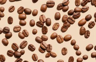 AI generated close up image of a pile of coffee beans photo