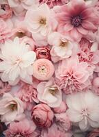 AI generated an arrangement of pink flowers photo