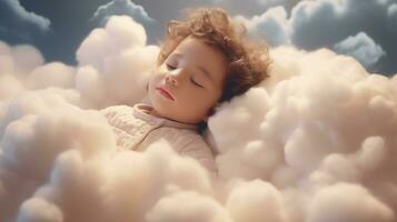 AI generated a baby sleeping in a cloud photo