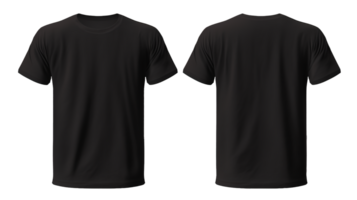AI generated Plain Black T Shirt Mockup Design Front and Back on Transparent Background, PNG File