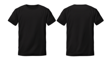 AI generated Plain Black T Shirt Mockup Design Front and Back on Transparent Background, PNG File