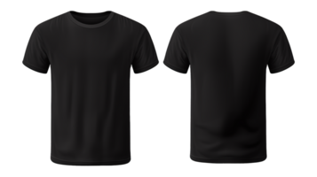 ai genererad enkel svart t skjorta attrapp design främre och tillbaka på transparent bakgrund, png fil