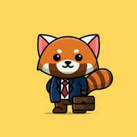 linda gerente rojo panda dibujos animados vector ilustración animal profesión concepto icono aislado