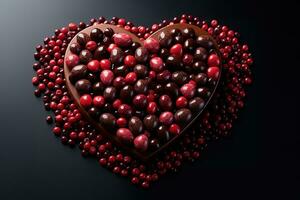 AI generated Close up of romantic chocolate covered cherries, xmas images photo