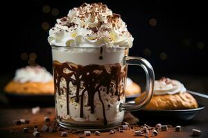 AI generated Warm up your winter with a close up shot of a hot cocoa masterpiece, xmas images photo