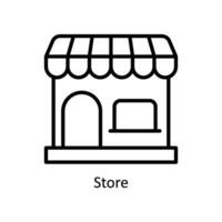 Tienda vector contorno icono diseño ilustración. negocio y administración símbolo en blanco antecedentes eps 10 archivo