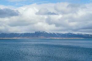 Beautiful view from Reykjavik on sea and mountain. photo