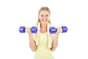 Sporty woman  with weights photo