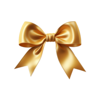 AI generated Gold Ribbon on Transparent Background, PNG Transparent. Bow, Christmas, Xmas, Gift, Birthday, Present