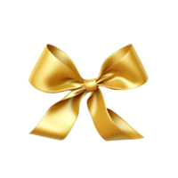 AI generated Gold Ribbon on Transparent Background, PNG Transparent. Bow, Christmas, Xmas, Gift, Birthday, Present